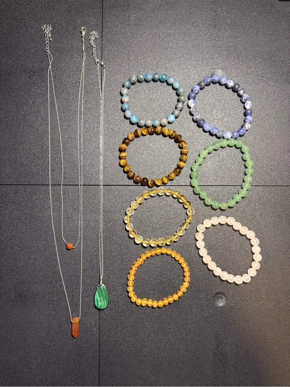 Natural Stone Beaded Bracelets and Pendant Necklaces